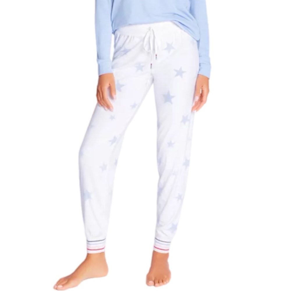 PJ Salvage Super Soft Pajama Joggers - XL - White Baby Blue